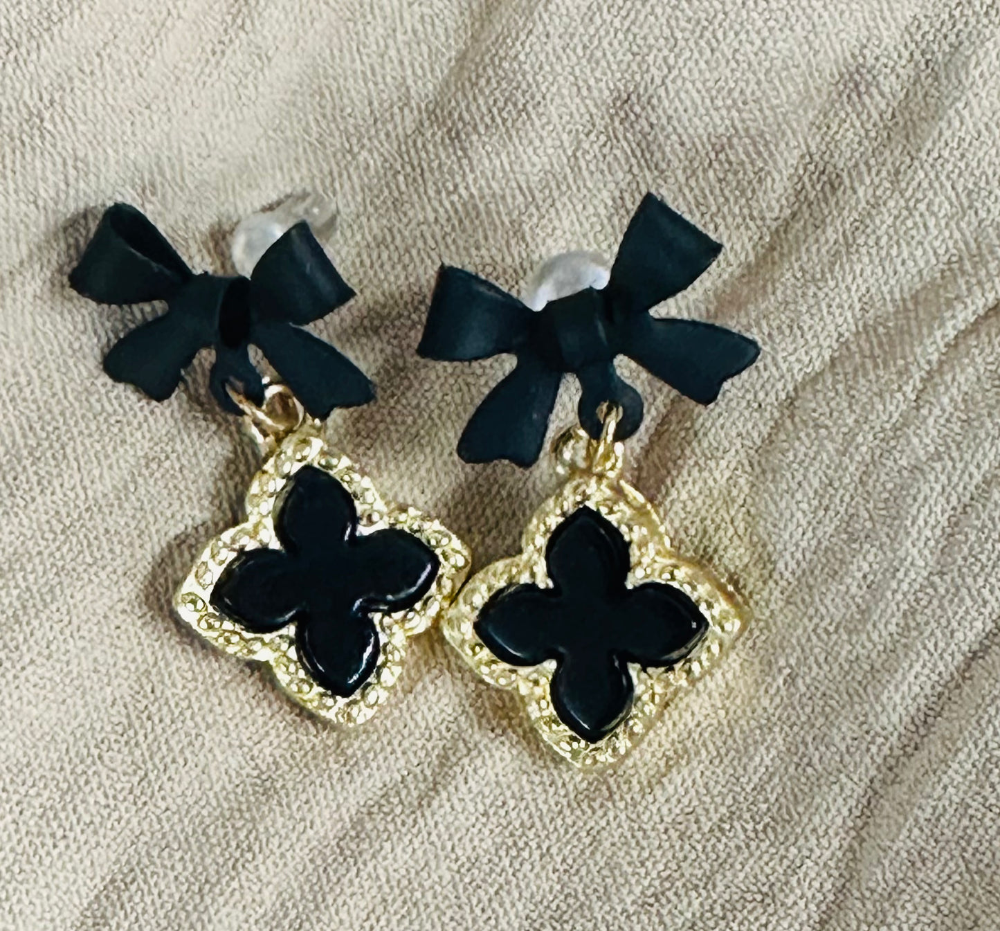 Black Bow Earrings