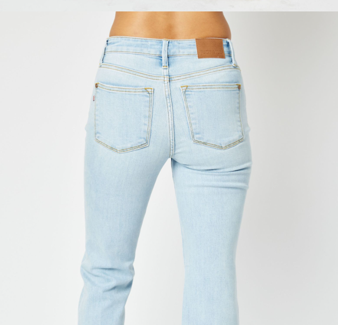 Judy Blue Mid Rise Side Slit Bootcut Jeans
