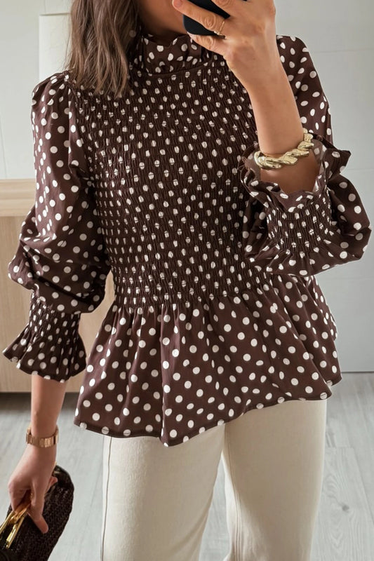 Brown Polka Dot L/S Top