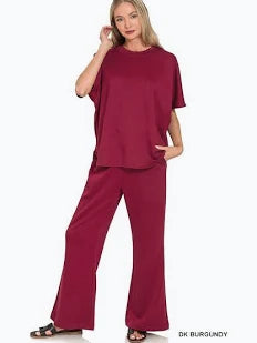 Burgundy Long Pants Set