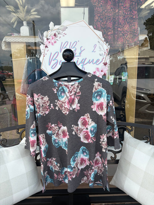 Charcoal Floral Tunic