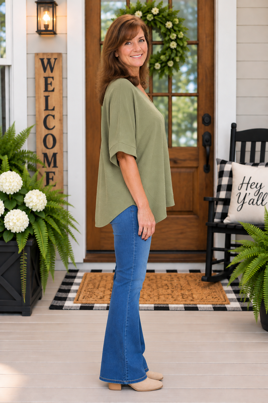 Light Olive Dolman Top