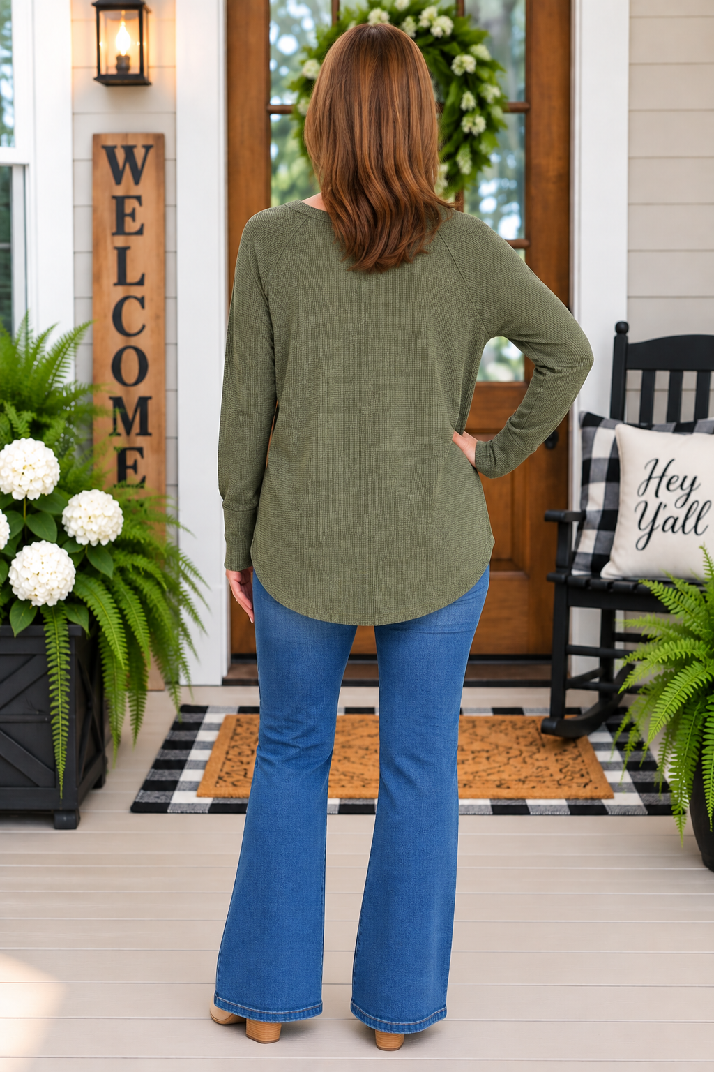 Dark Olive Baby Waffle Top