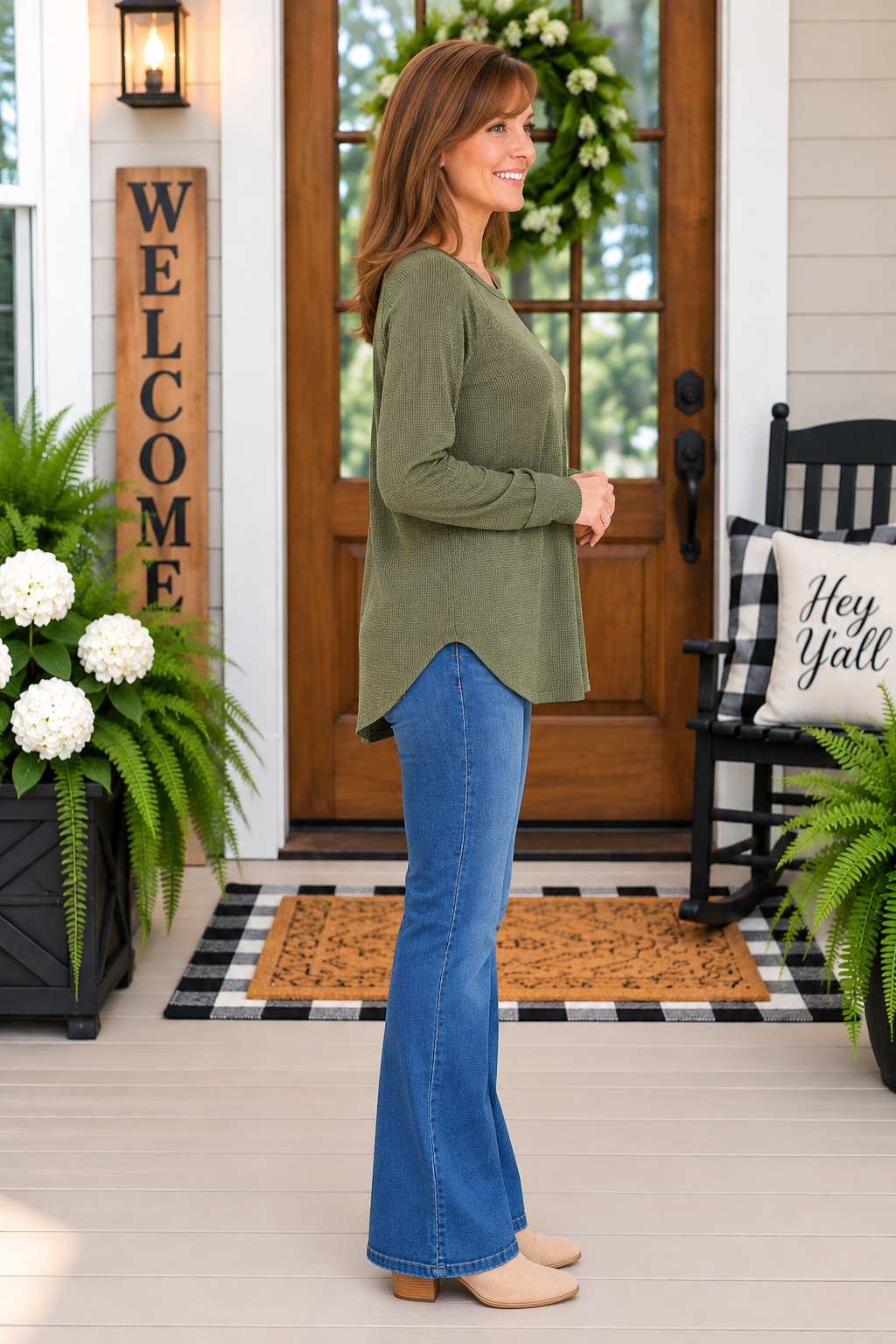Dark Olive Baby Waffle Top