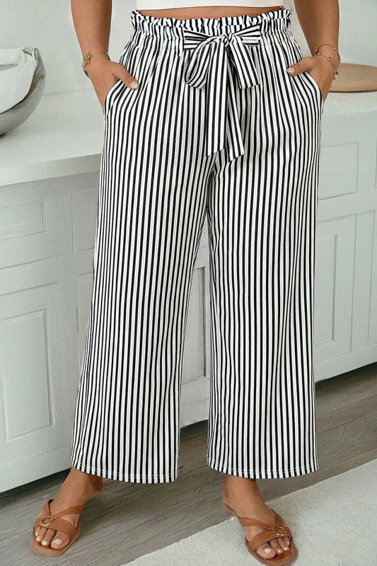 Curvy Black Stripe Pants