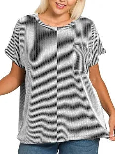 Curvy Black & White Ribbed Top