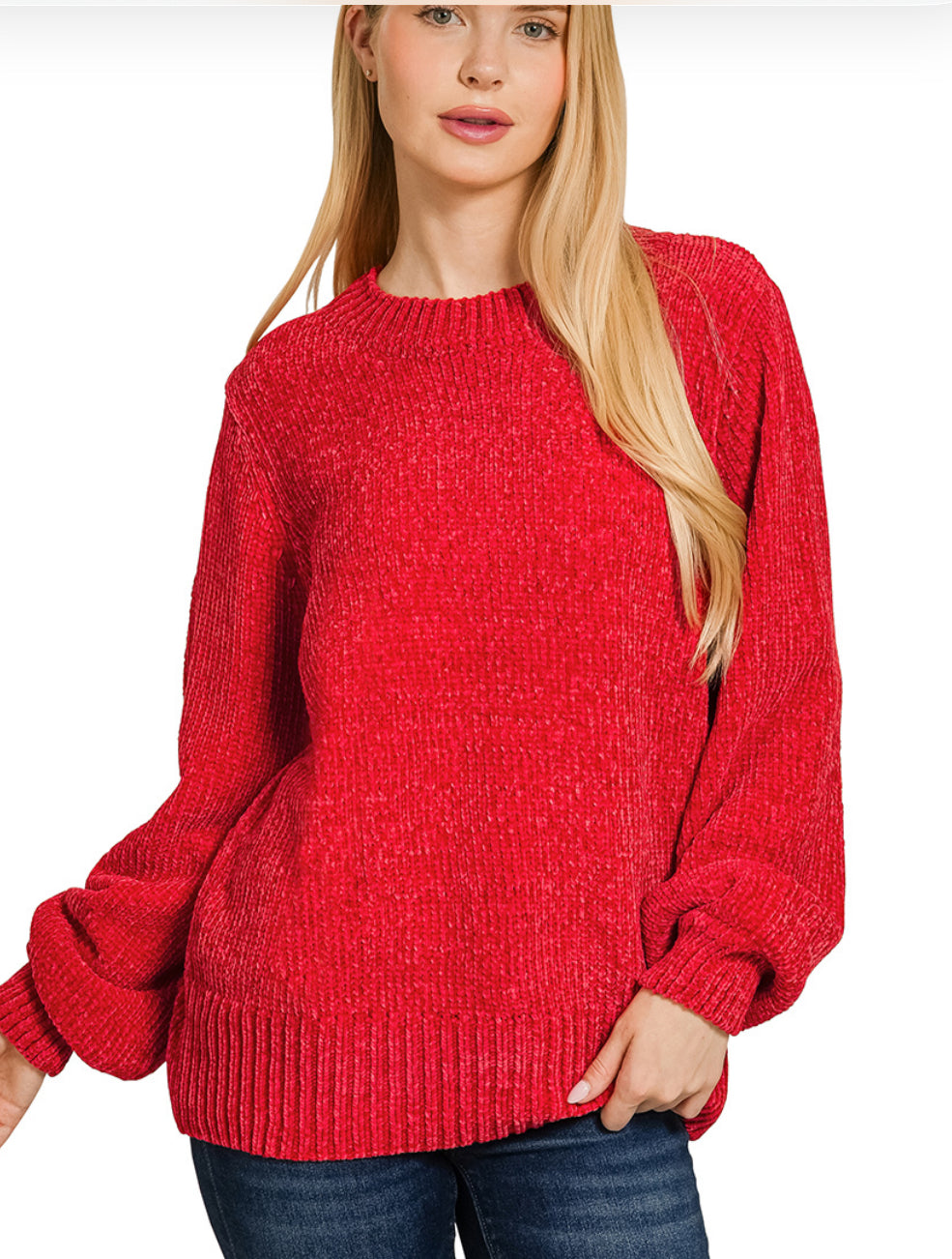 Round Neck Chenille Sweater