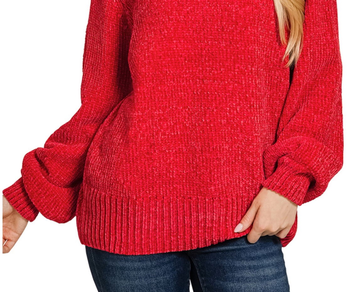 Round Neck Chenille Sweater