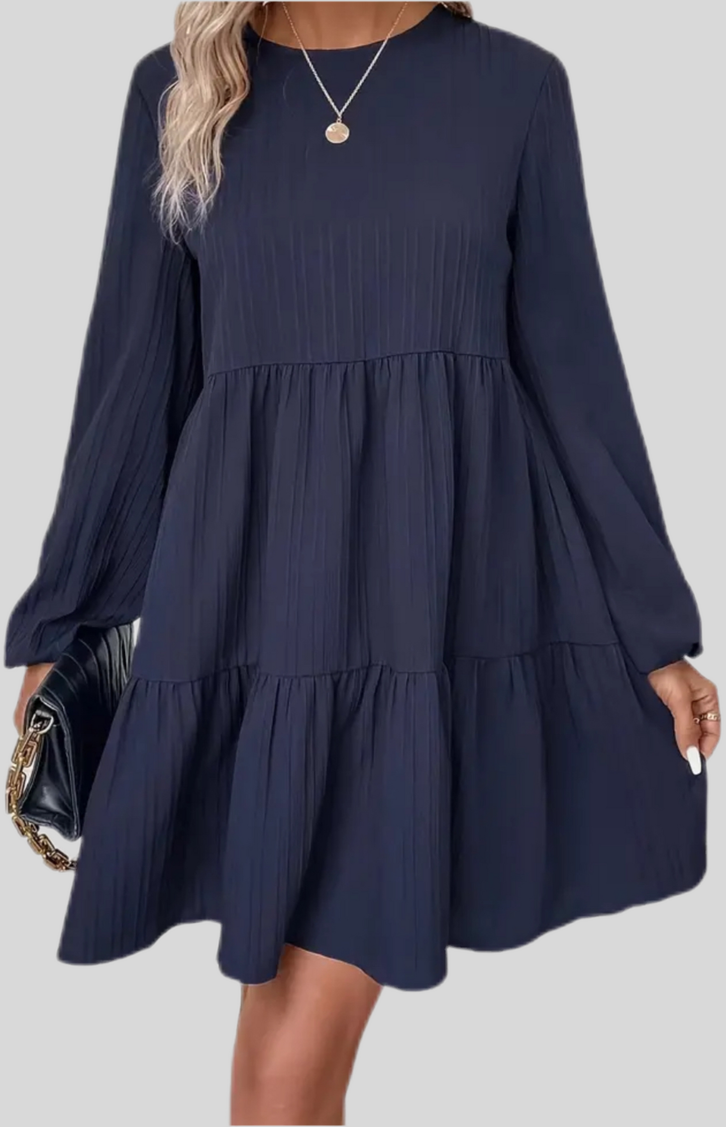 Navy Blue Long Sleeve Dress