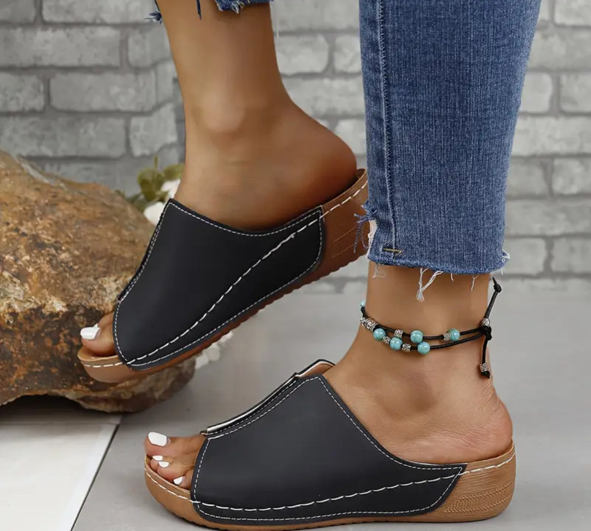 Black Wedge Soft Sole Shoes