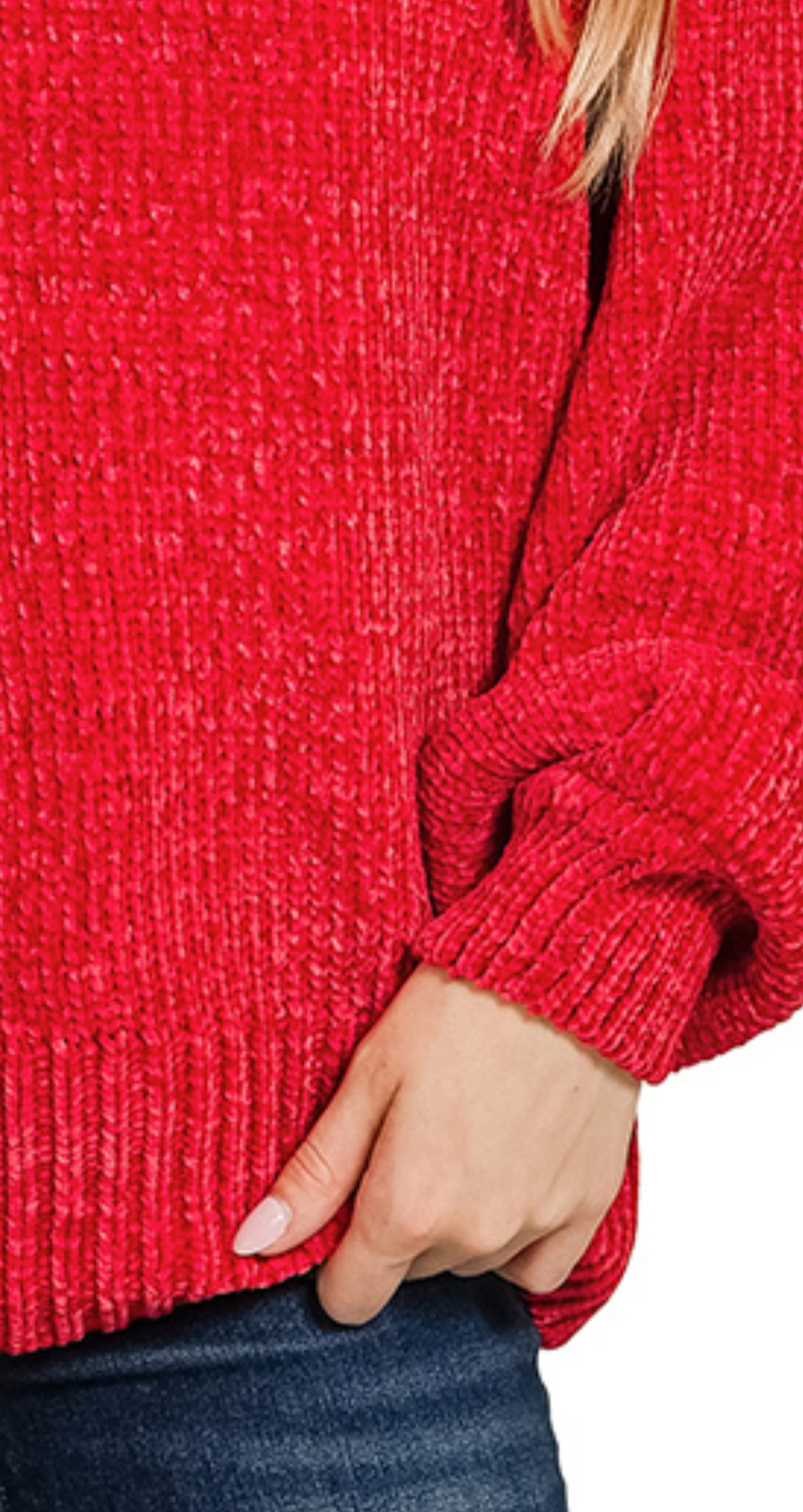 Round Neck Chenille Sweater