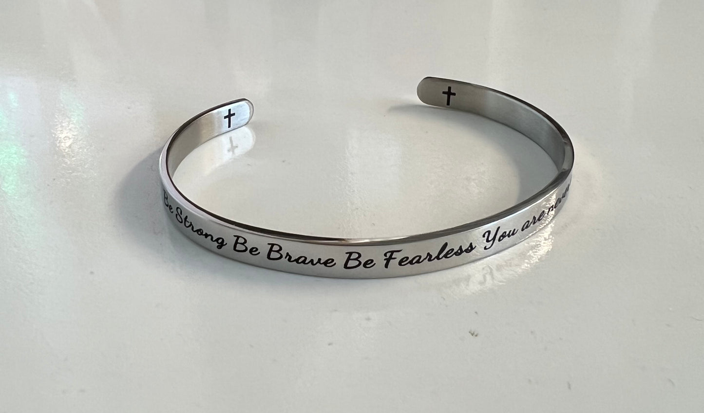 Stainless Steel Cuff Bangle Faith Religion Bangle
