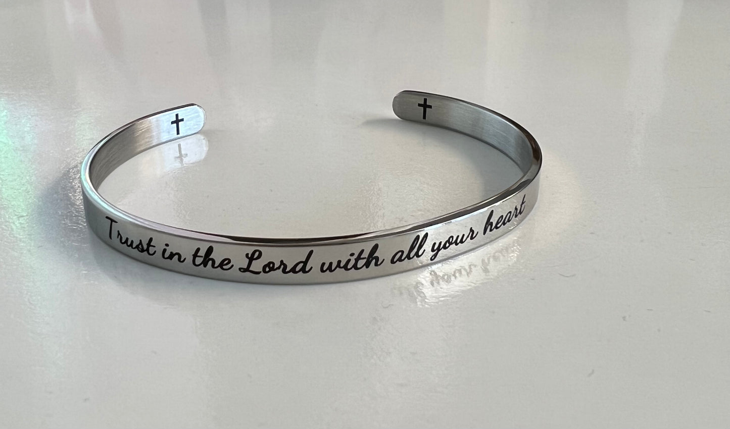 Stainless Steel Cuff Bangle Faith Religion Bangle