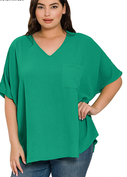 Kelly Green Dolman Sleeve Top