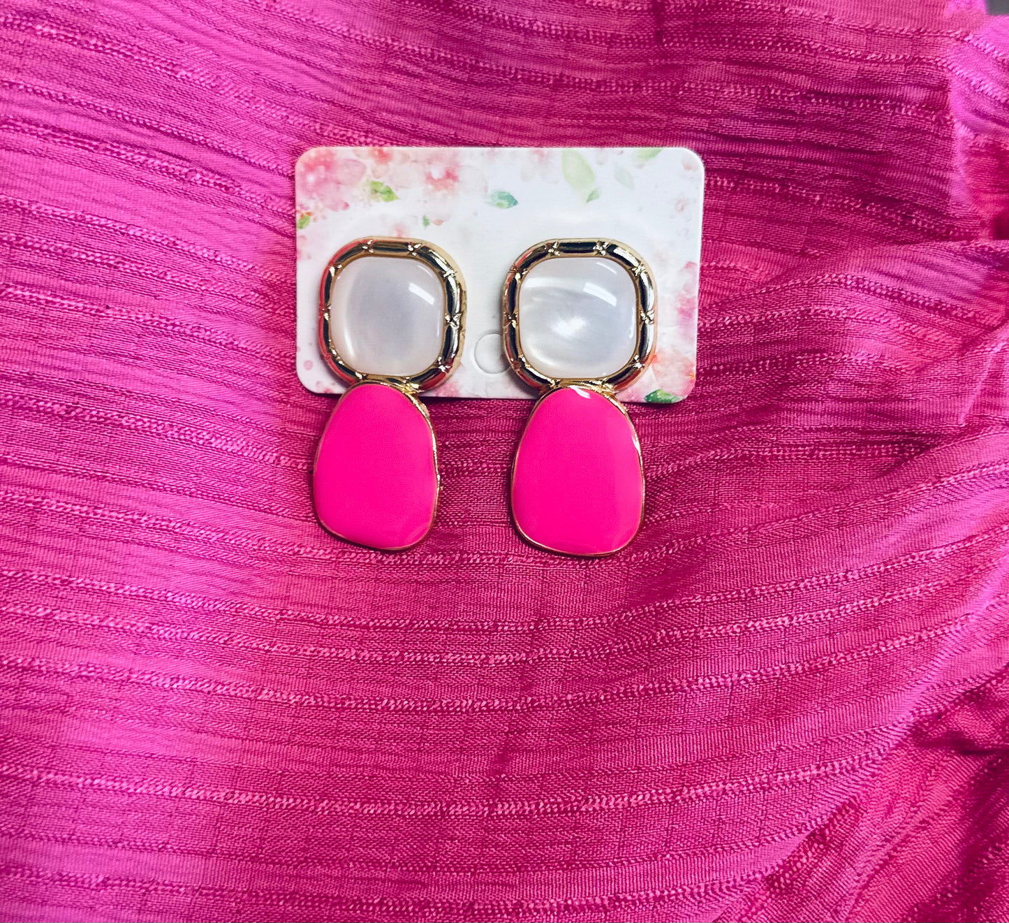 Pink/Pearl Drop Earrings