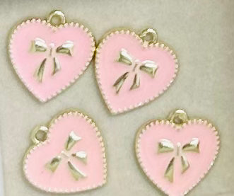 Pink Heart With Bow Charm