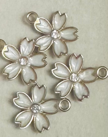 White Pearlescent Flower Charm