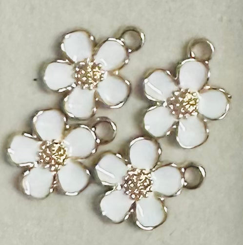 White & Gold Flower Charm