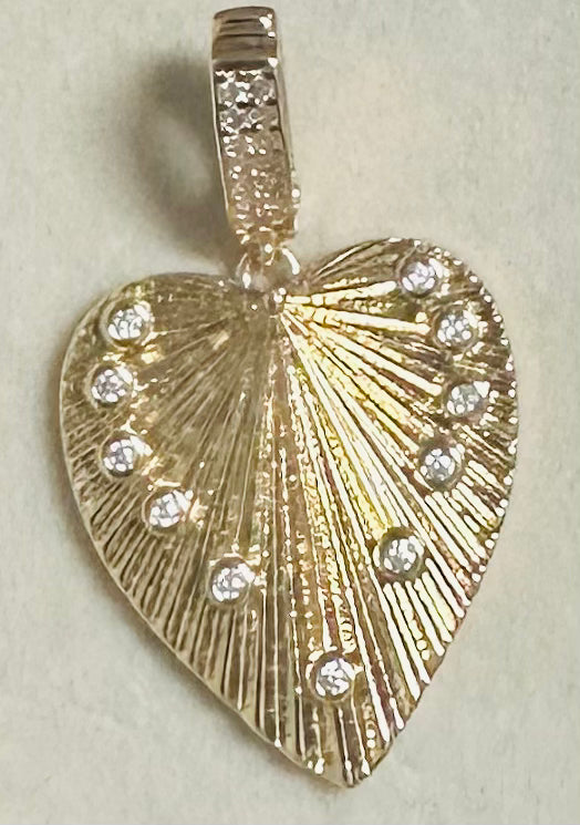 Gold & Crystal Heart Charm
