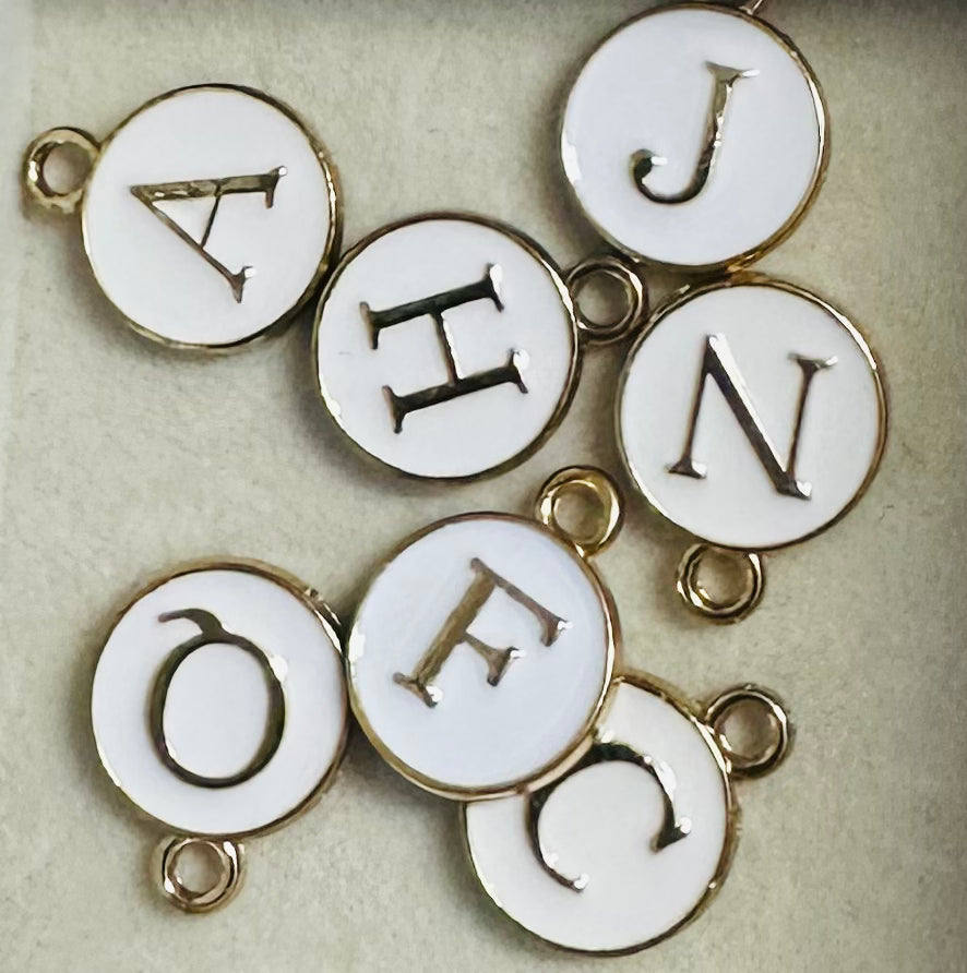 Initial Charm (Round White)