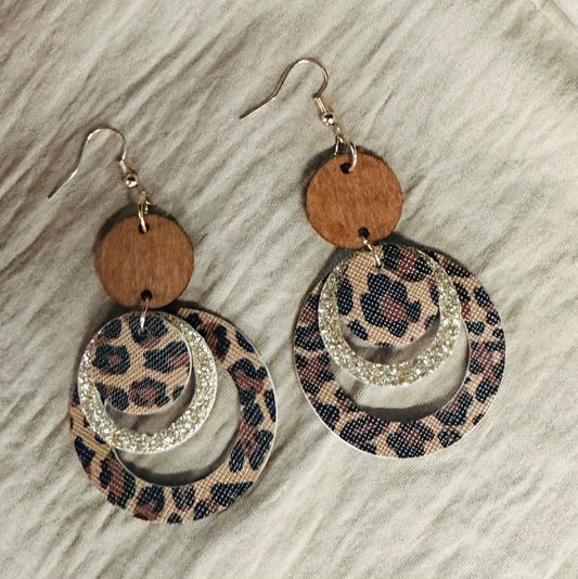 Leopard Circle Earrings