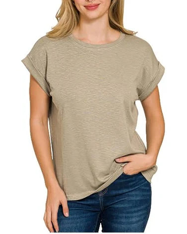 Mushroom Rolled Sleeve Top