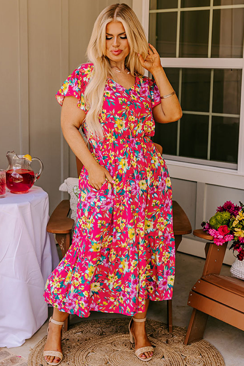 Vibrant V-Neck Dress