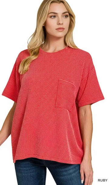 Ruby Ribbed Top