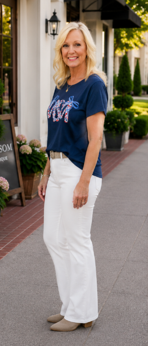 Blue Bow Floral USA Top