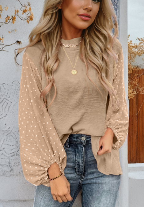 Swiss Dot Balloon Sleeve Top