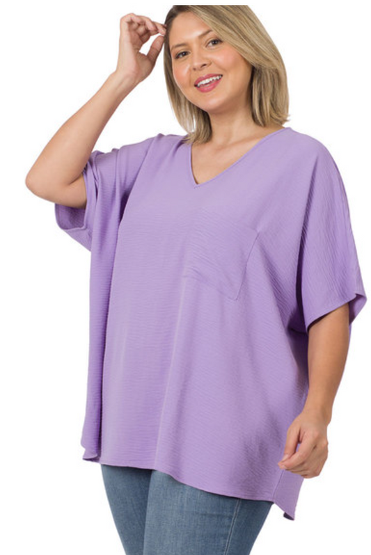 Lavender Zenana Doleman Top - CURVY