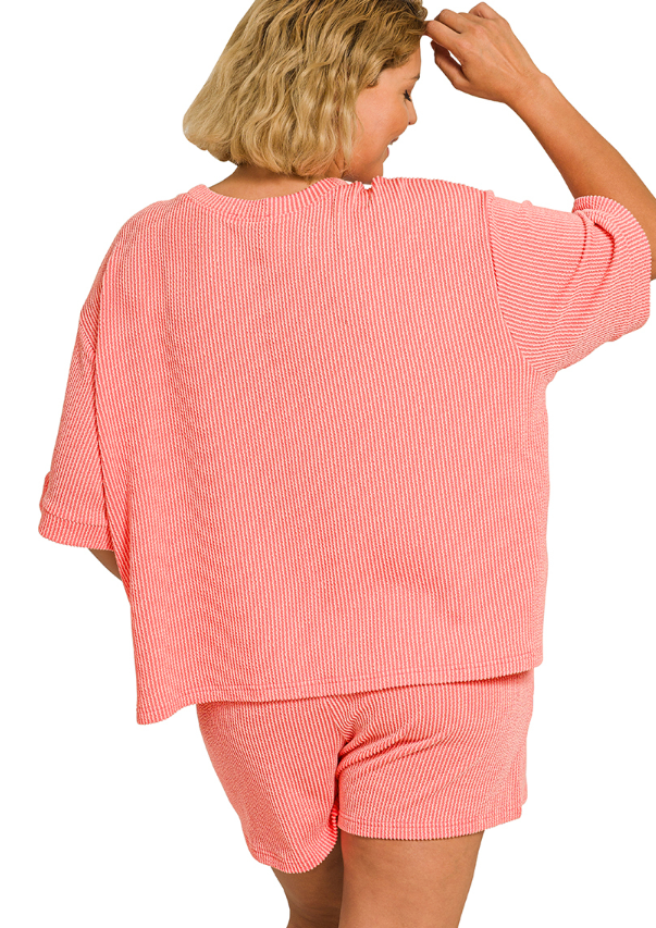 Coral 2 Piece Ribbed Set