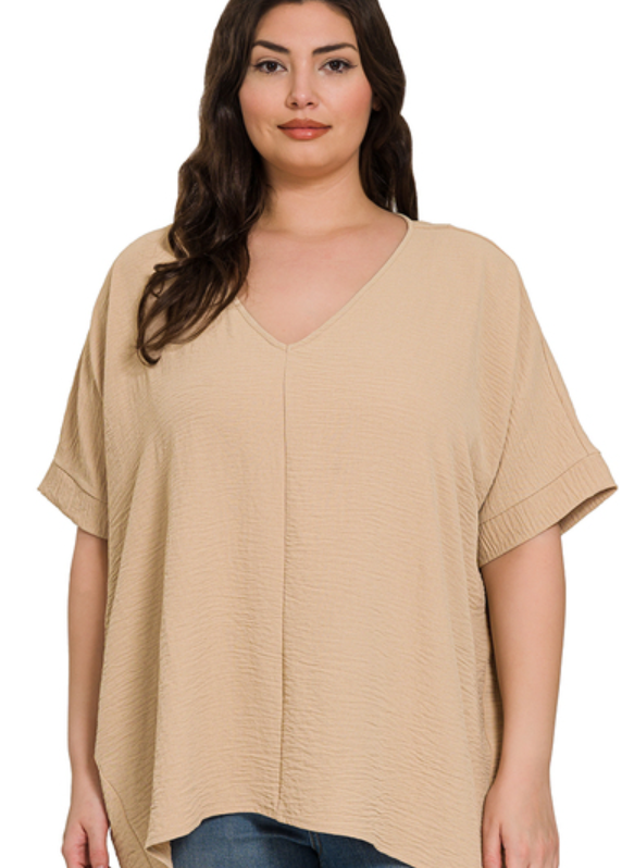 Beige Zenana Dolman Curvy Top