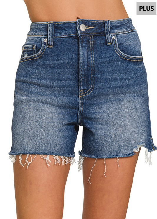Distressed Hem Curvy Shorts