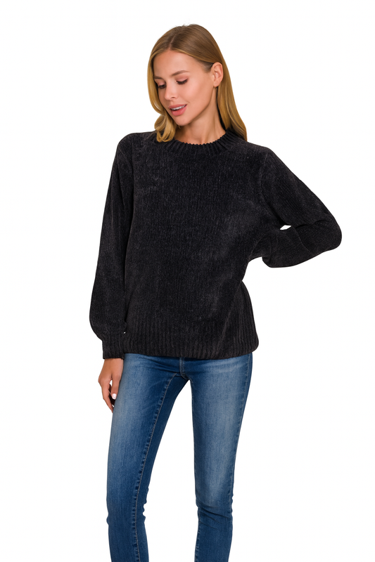 Round Neck Chenille Sweater