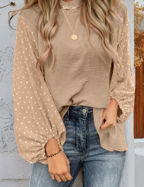 Swiss Dot Balloon Sleeve Top