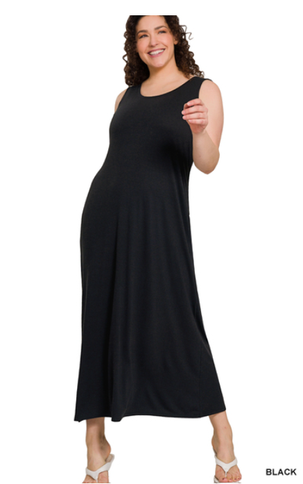 Black Sleeveless Flared Maxi Dress for Women - BB's 2 Boutique