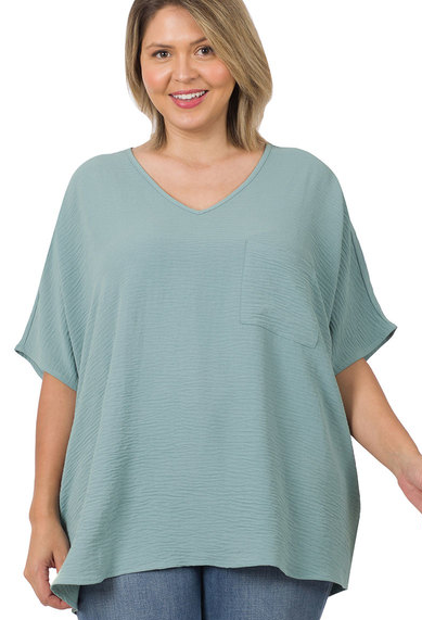 Blue Grey Dolman Sleeve Top