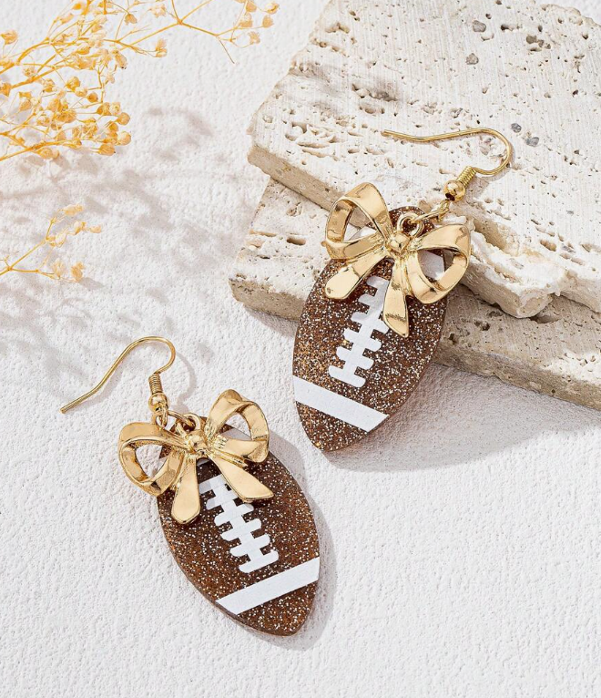 Dangle Bowknot Football Earrings