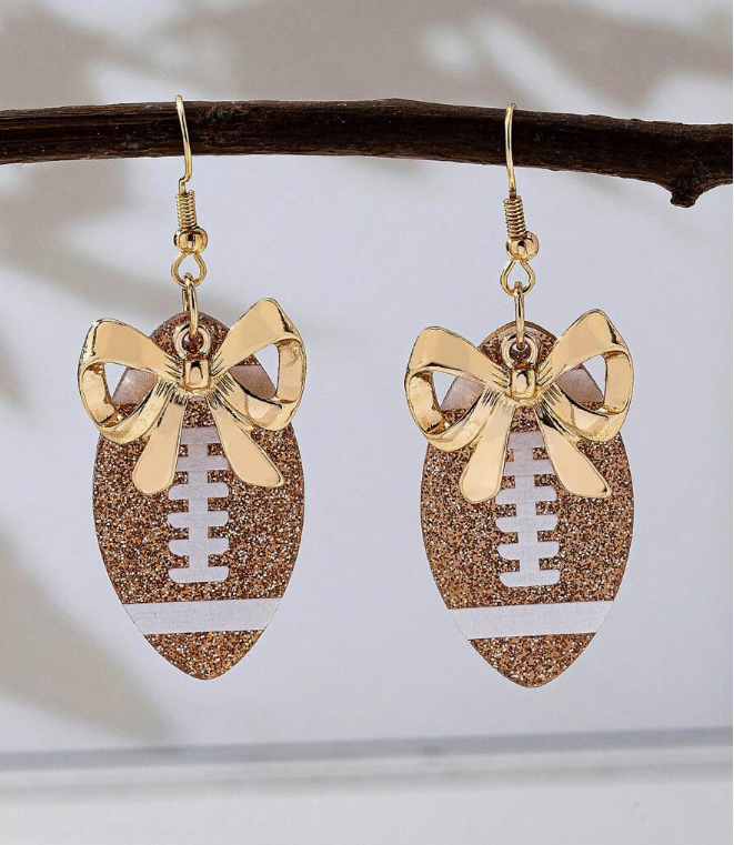 Dangle Bowknot Football Earrings