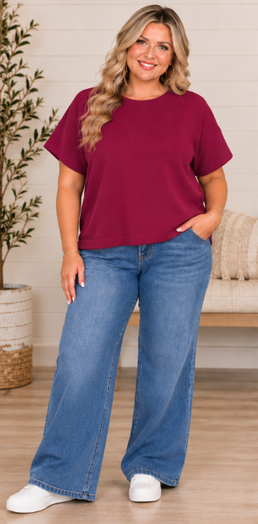 Plus Size Cabernet Double Knit Top