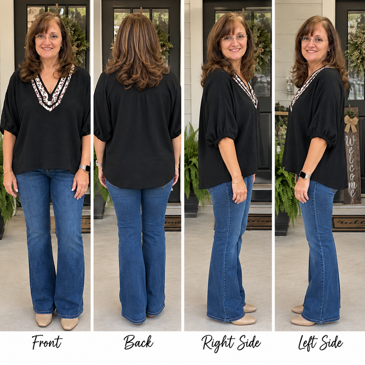 Black Leopard Dolman Top