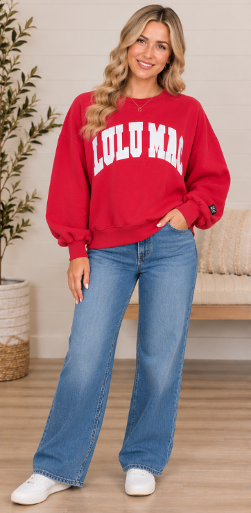 Lulu Mac Red & White Sweatshirt