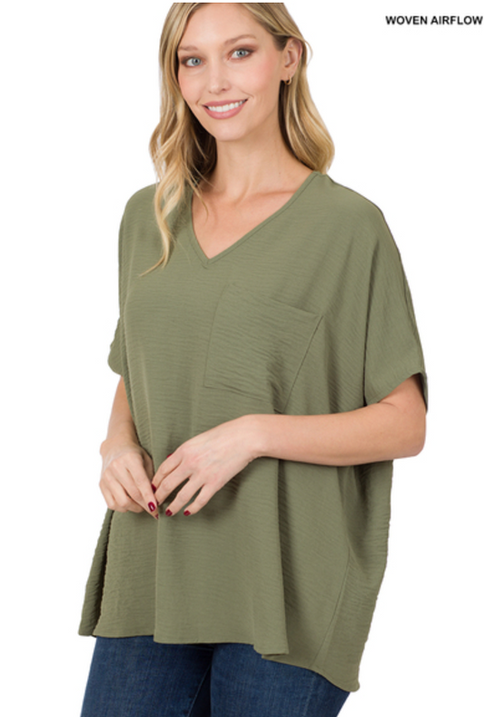 Light Olive Dolman Sleeve Top